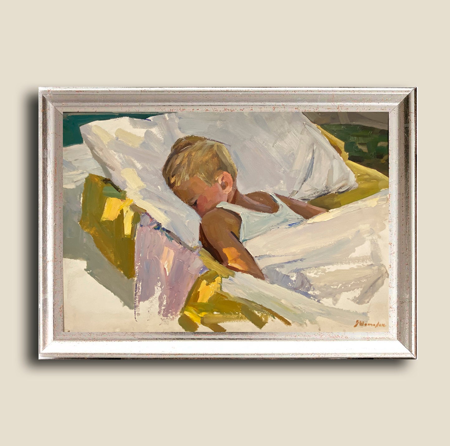 Portrait of a sleeping boy. Circa 1960s.
