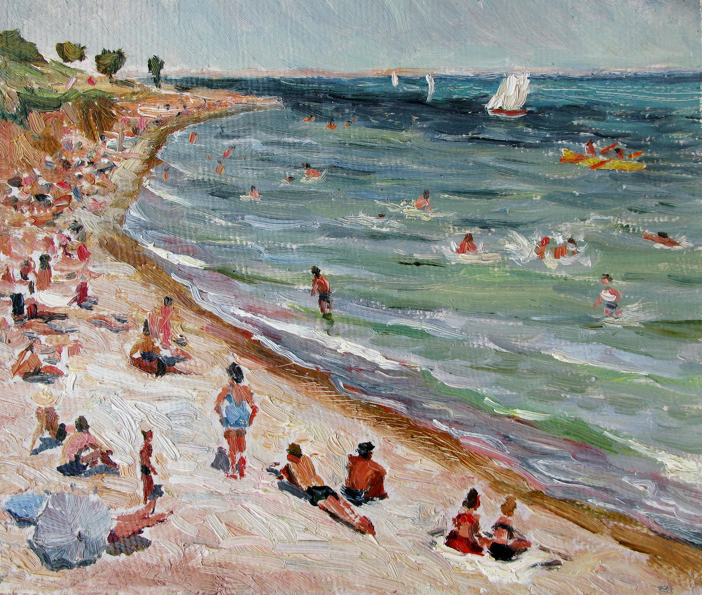 Badende am Strand von Odessa. 1952.