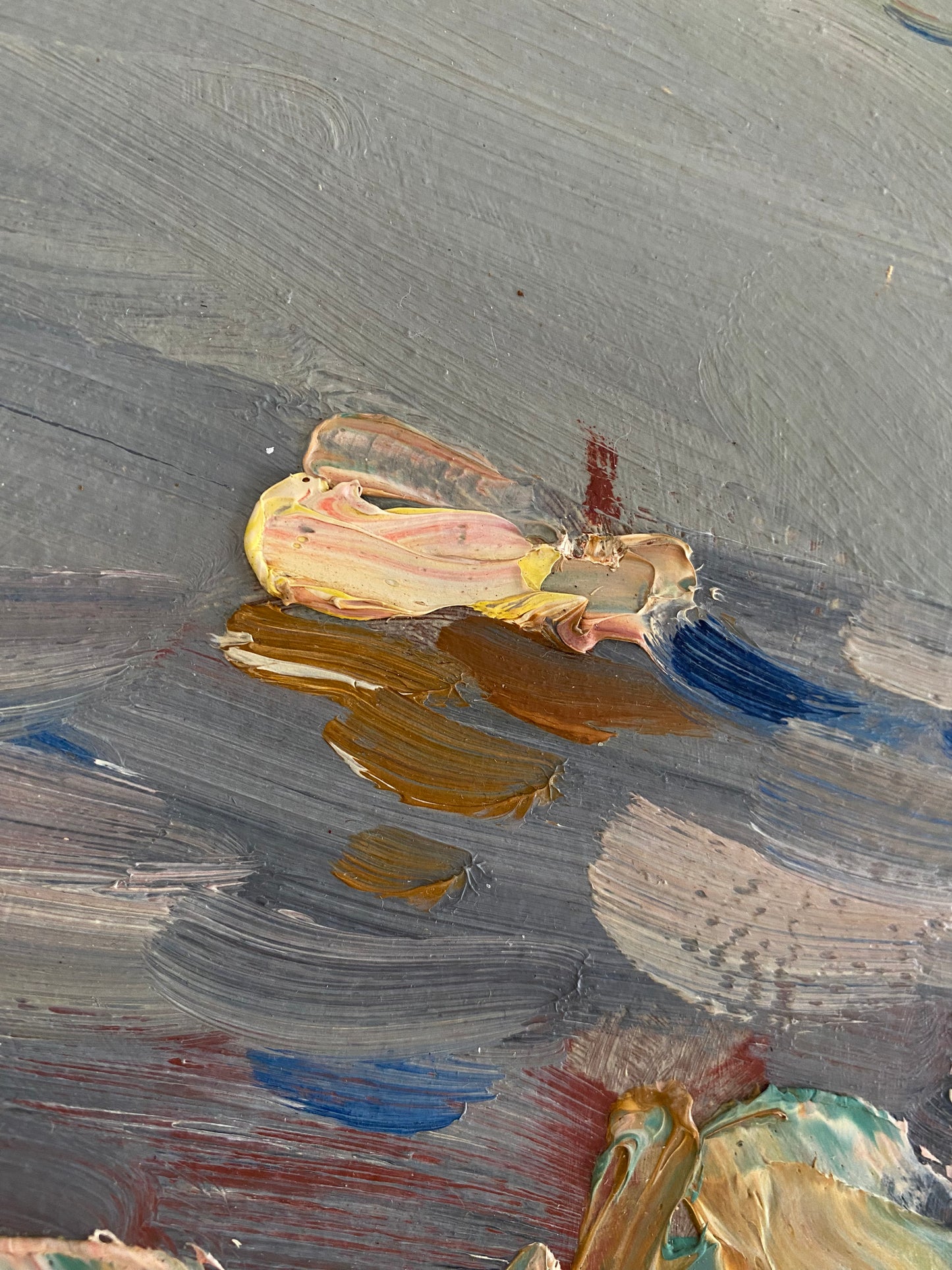 Flusslandschaft mit Schwimmern. 1960.