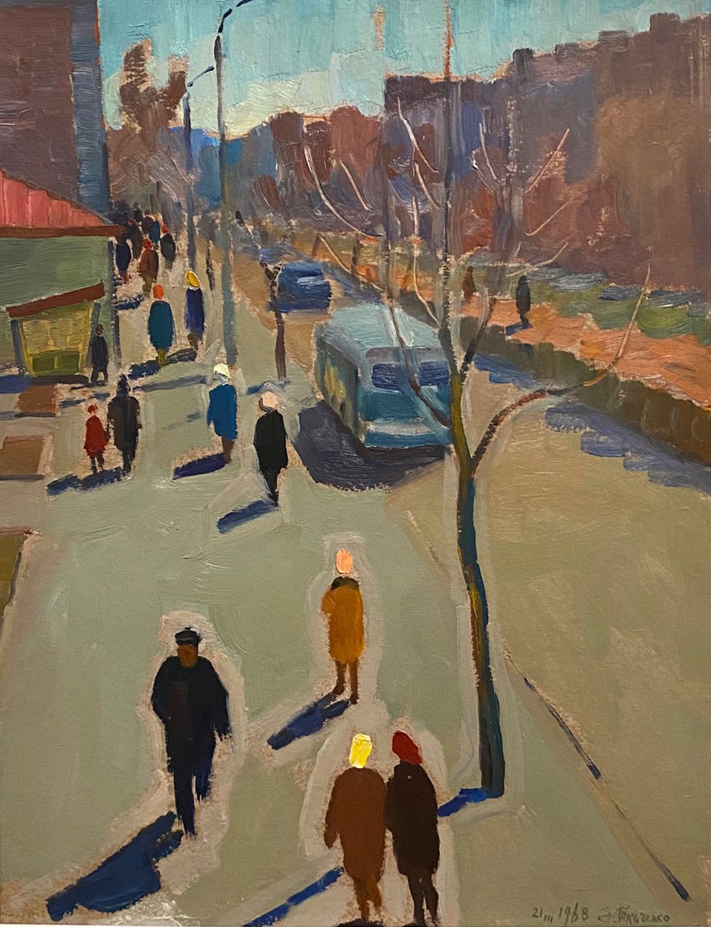 Stadtbild Hauptstraße in der Stadt. 1968.