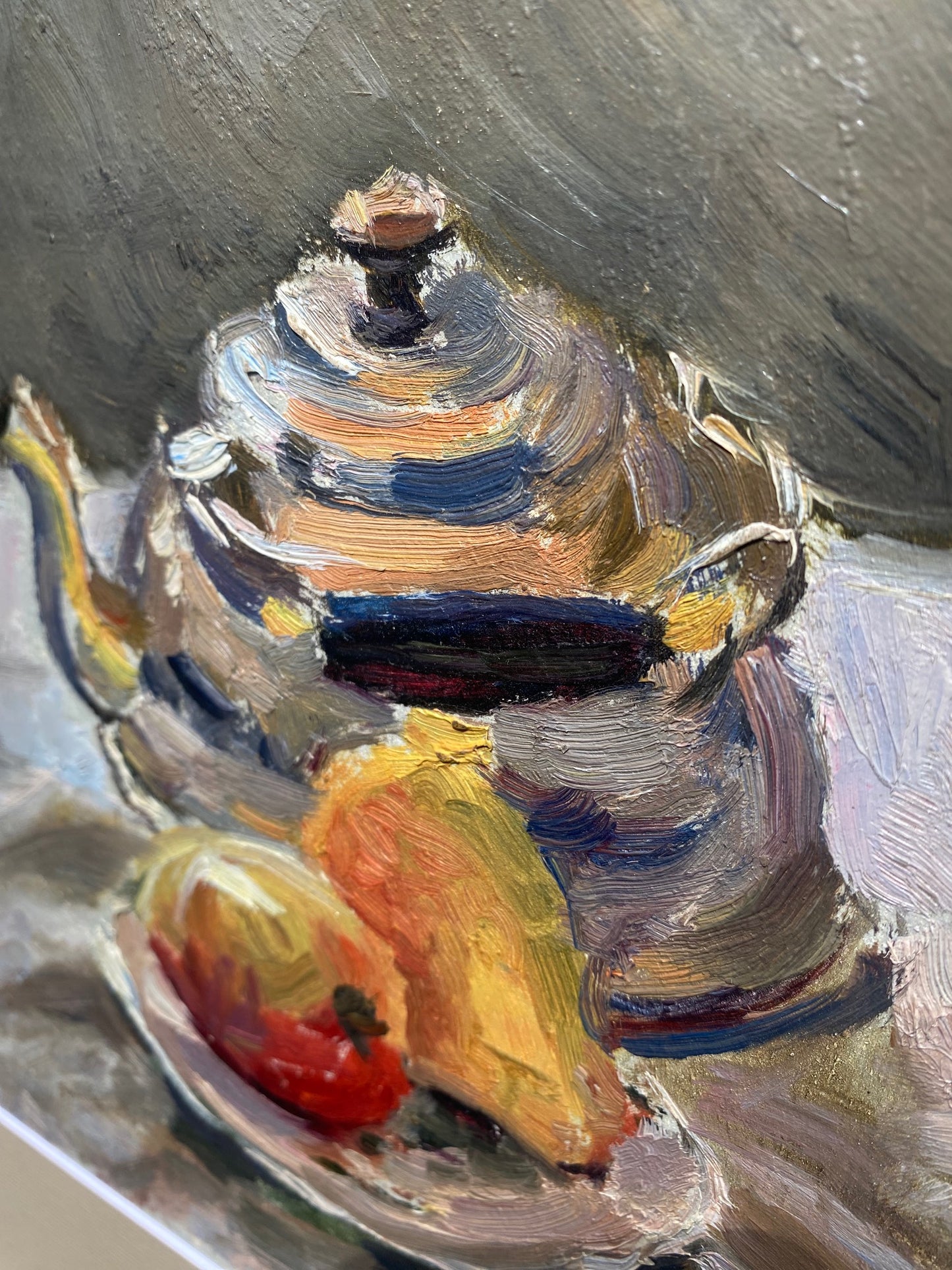 Stilleben Teekanne und Früchte. 1953.