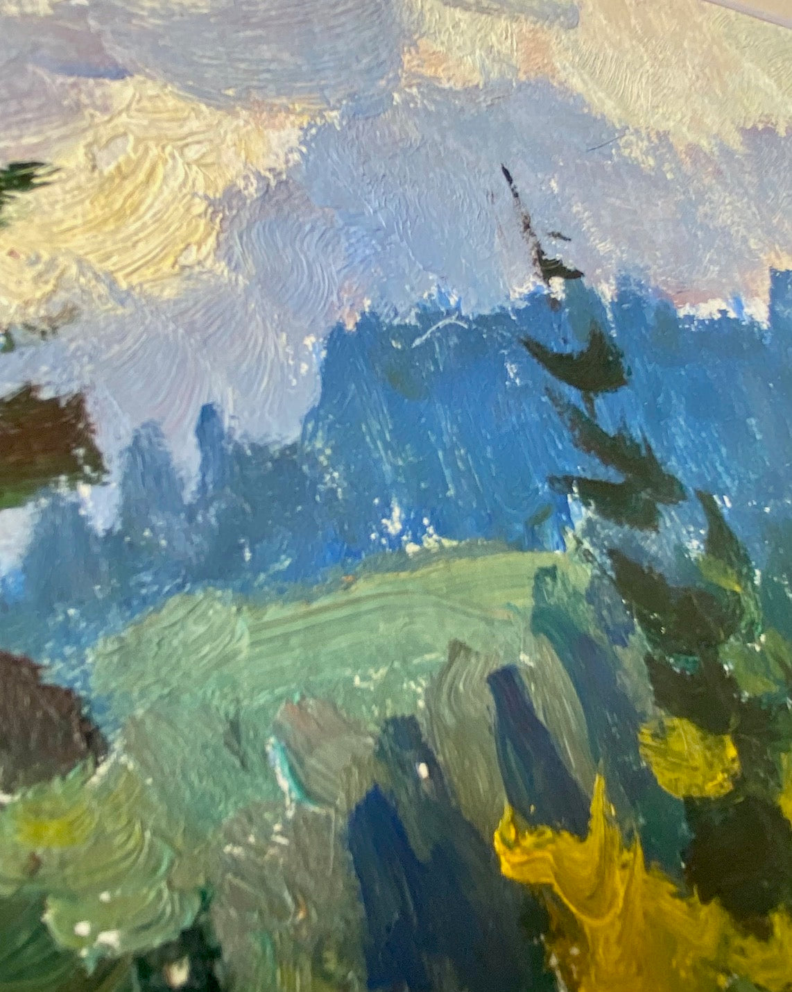 Landscape with trees and mountains. 1970s.