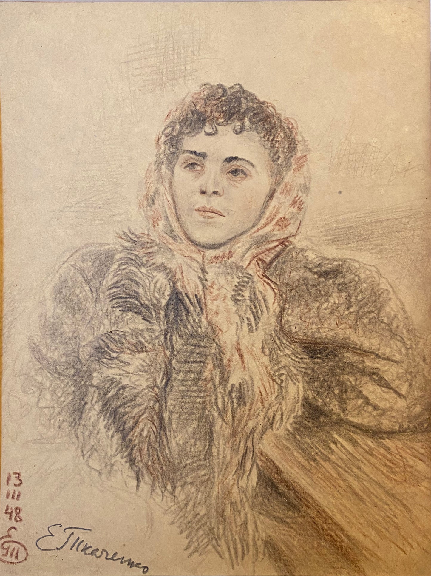 Frau im Pelzmantel. 1948.
