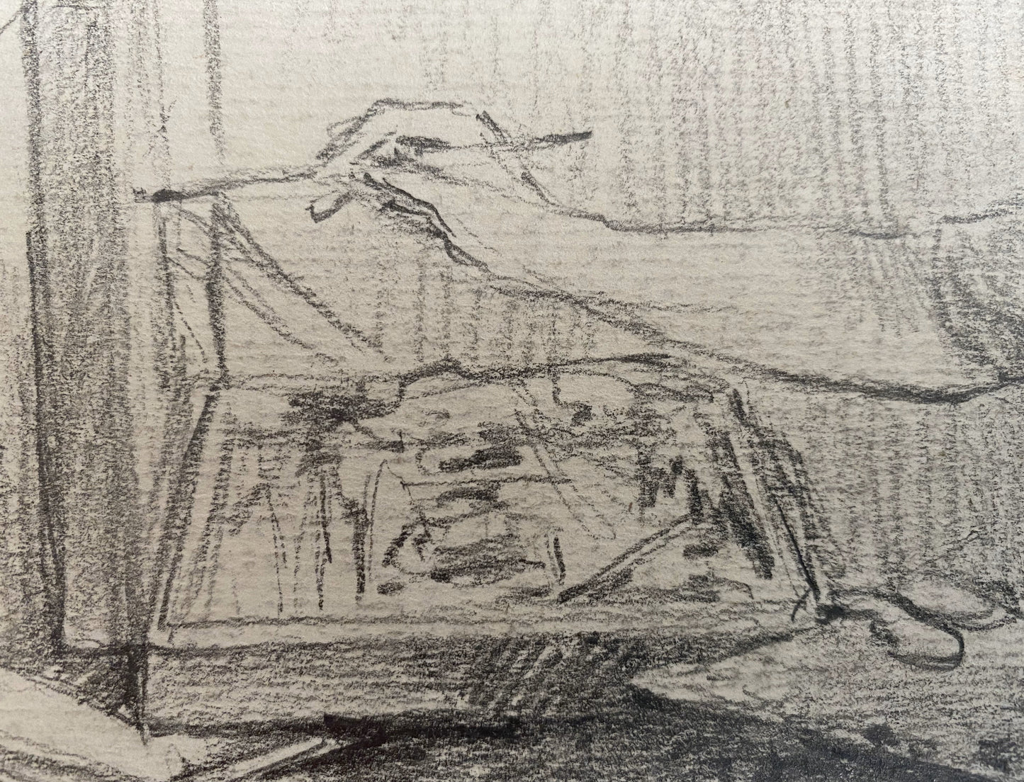Porträt einer Malerin bei der Arbeit. 1953.