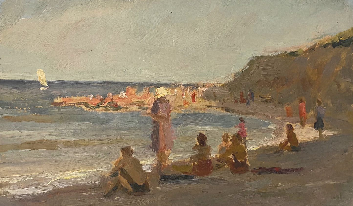 People on the beach in Odessa. Circa 1950s.
