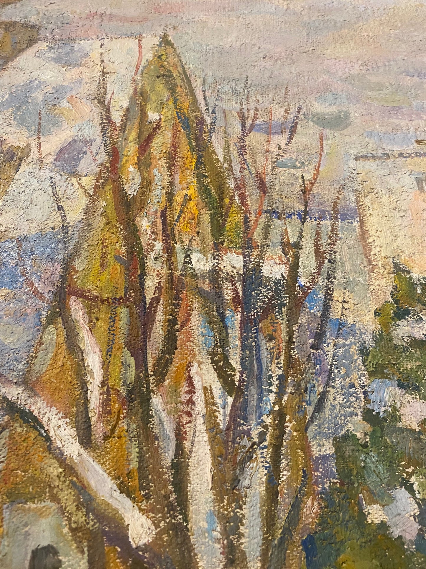 Frühlingslandschaft mit Vögel. März. 1980er.