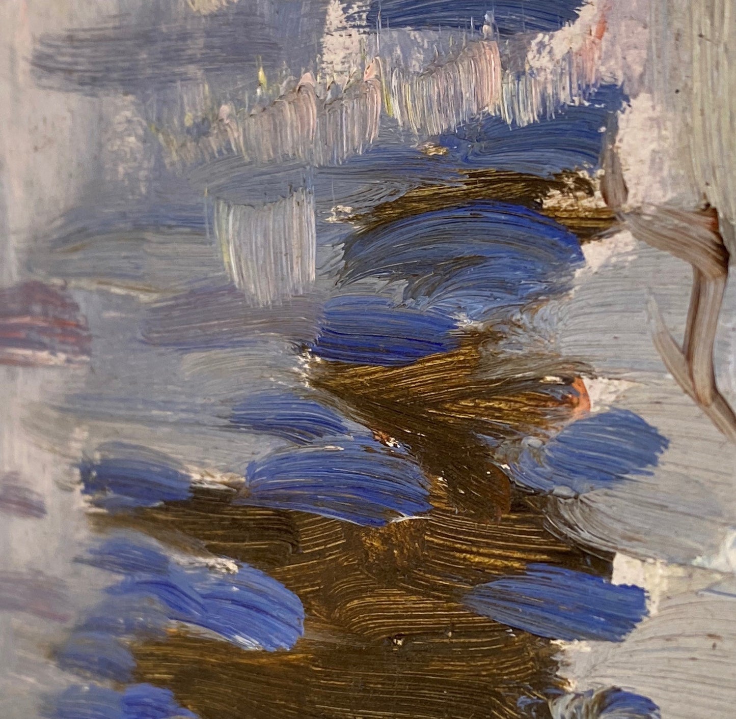 Landschaft mit einem Boot auf dem Fluss. 1962.
