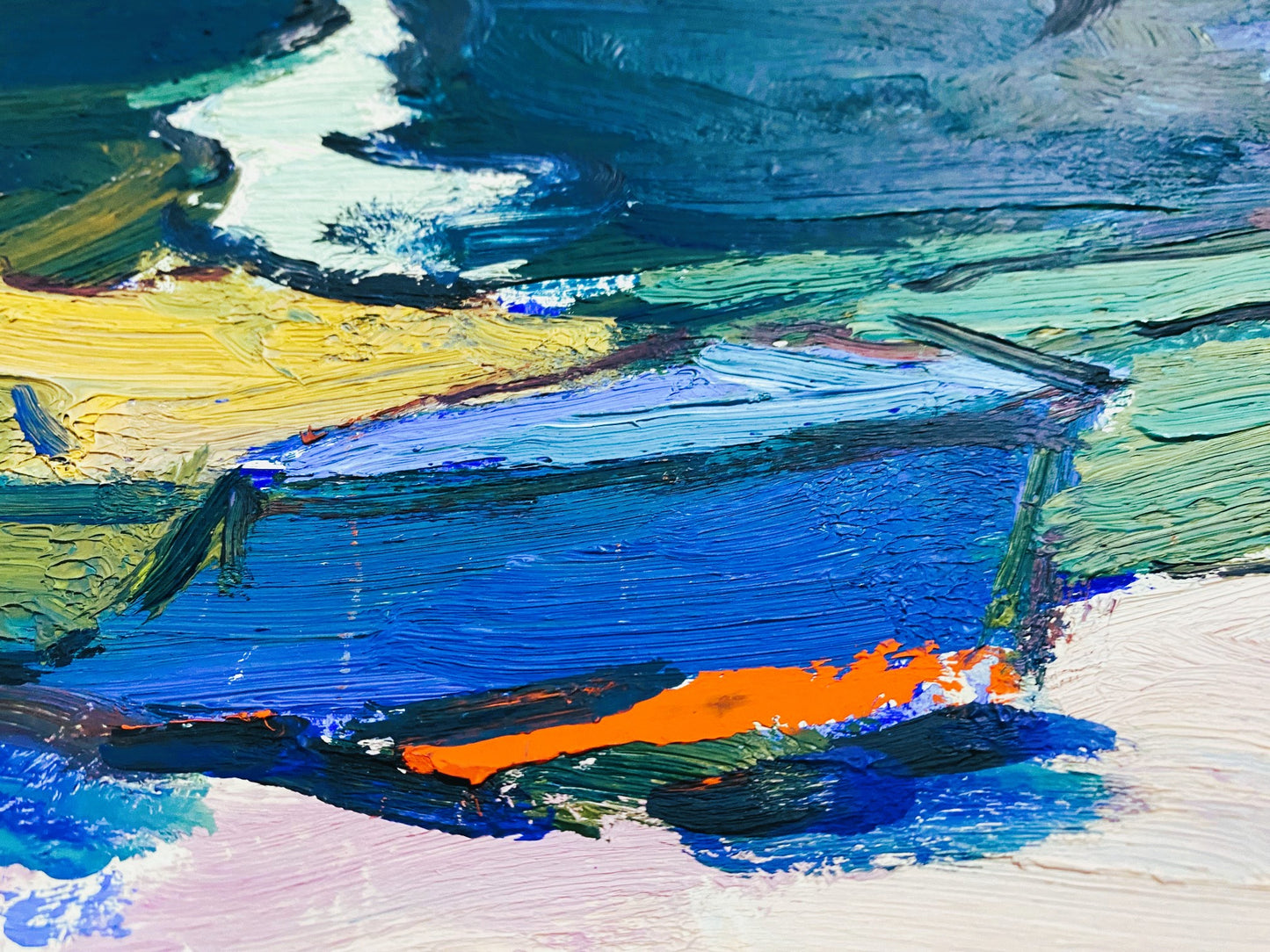 Seascape with boats on the sea. Circa 1970s