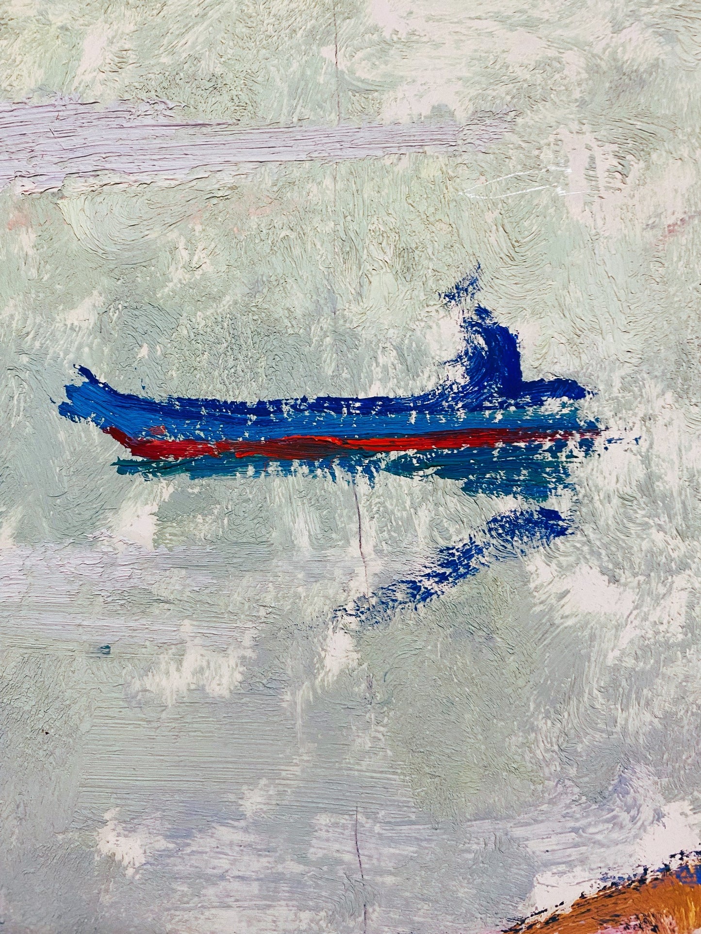 Seascape with boats on the sea. Circa 1970s
