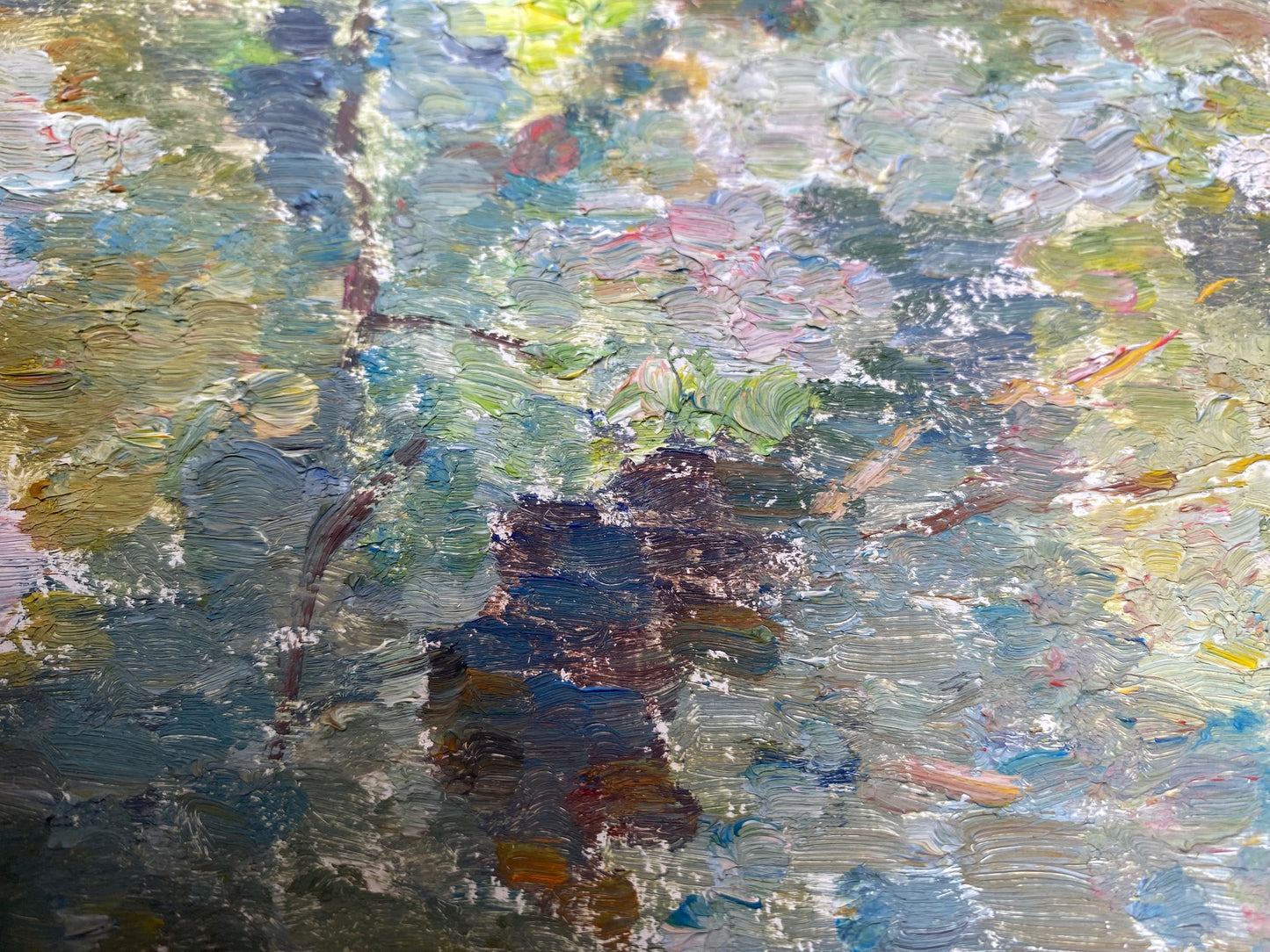 Landschaft mit See. Ungefähr 1980er Jahre.