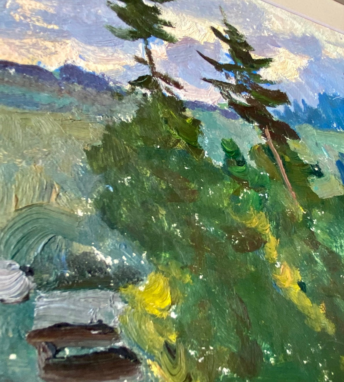 Landscape with trees and mountains. 1970s.