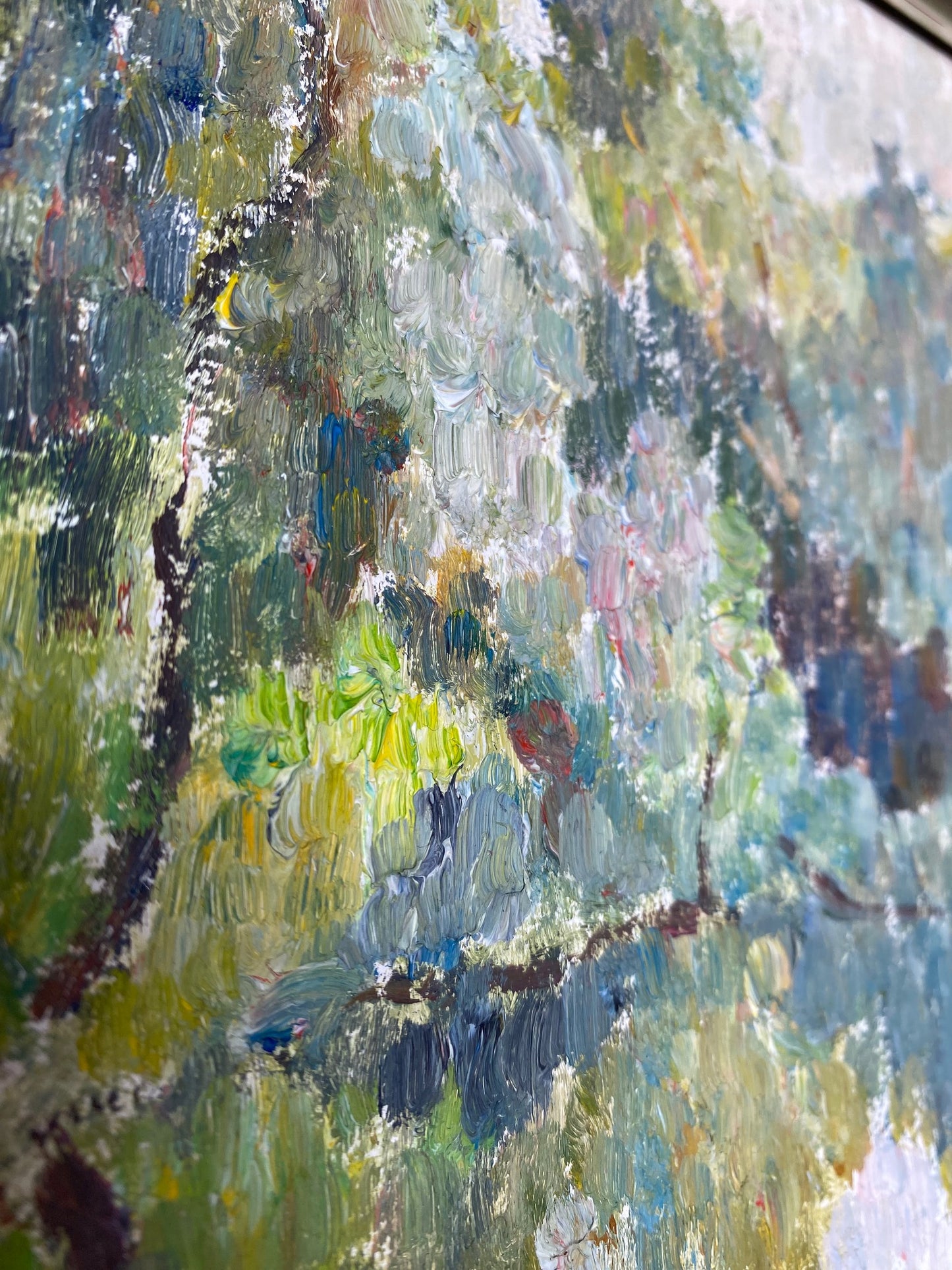Landschaft mit See. Ungefähr 1980er Jahre.