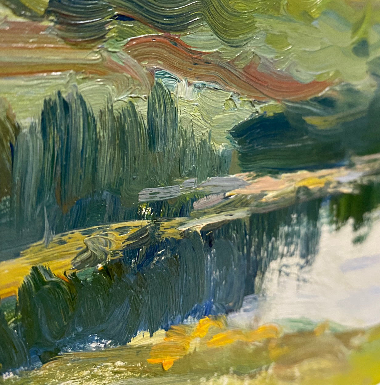 Ländliche Flusslandschaft. Ungefähr 1970er Jahre.