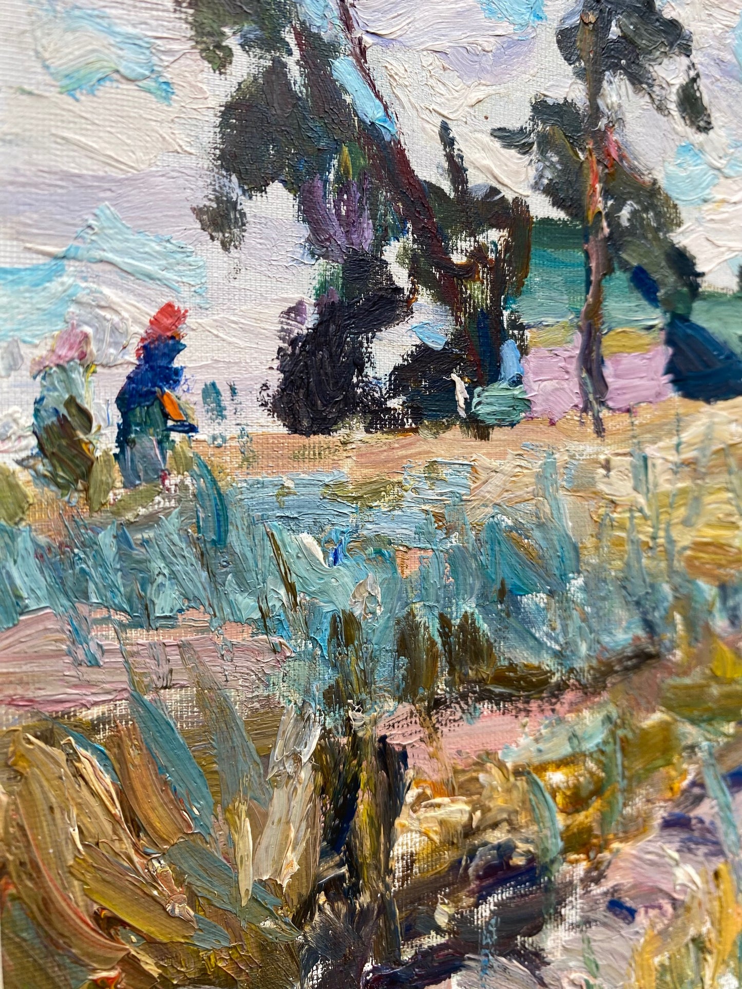Landscape with a dirt road. Circa 1980s.