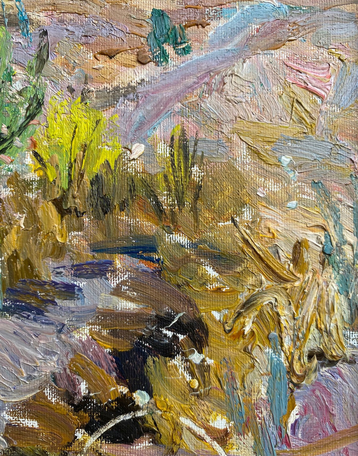 Landscape with a dirt road. Circa 1980s.