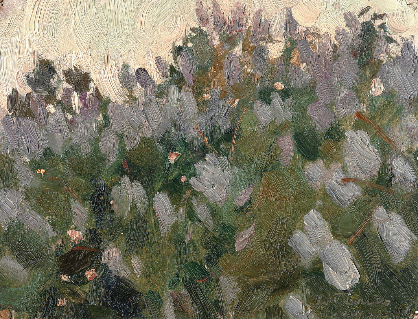 Landscape with lilac blossom. 1960.