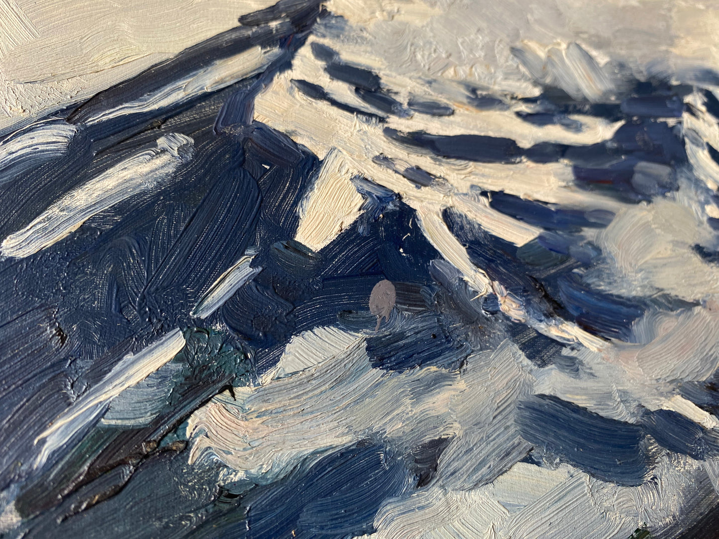 Verschneite Berggipfel. 1970er.