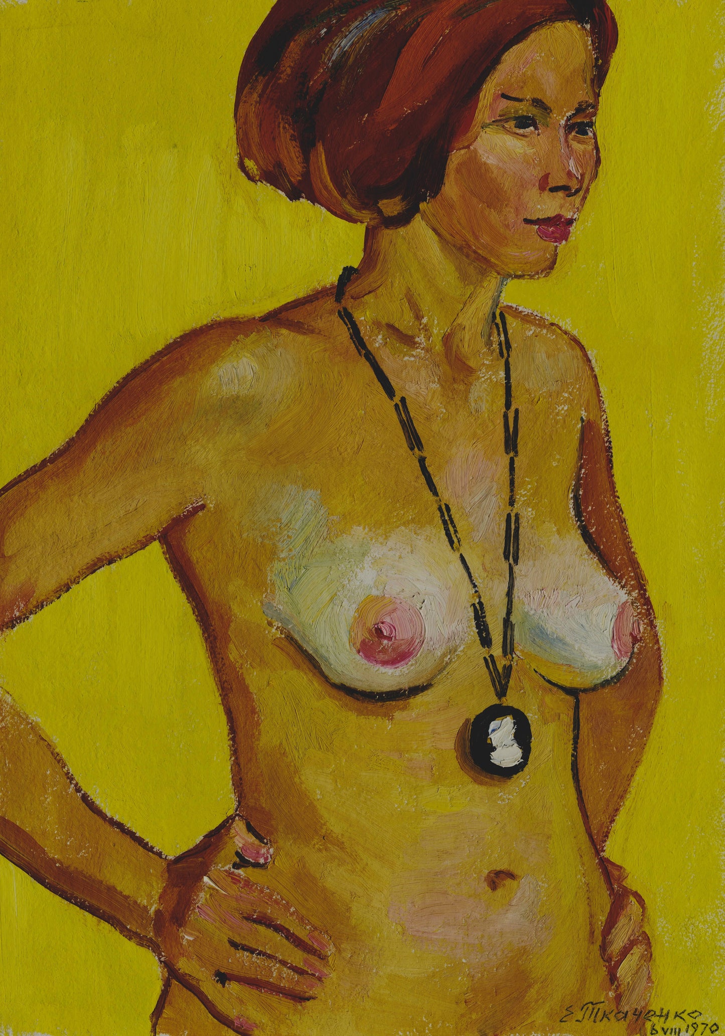 Nackte Frau mit Kamee. 1970.