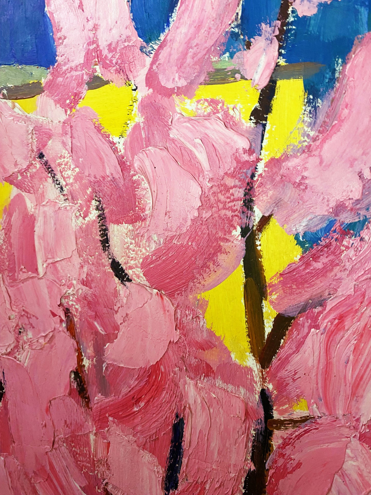 Stadtlandschaft mit rosafarbenem Baum. 1969.