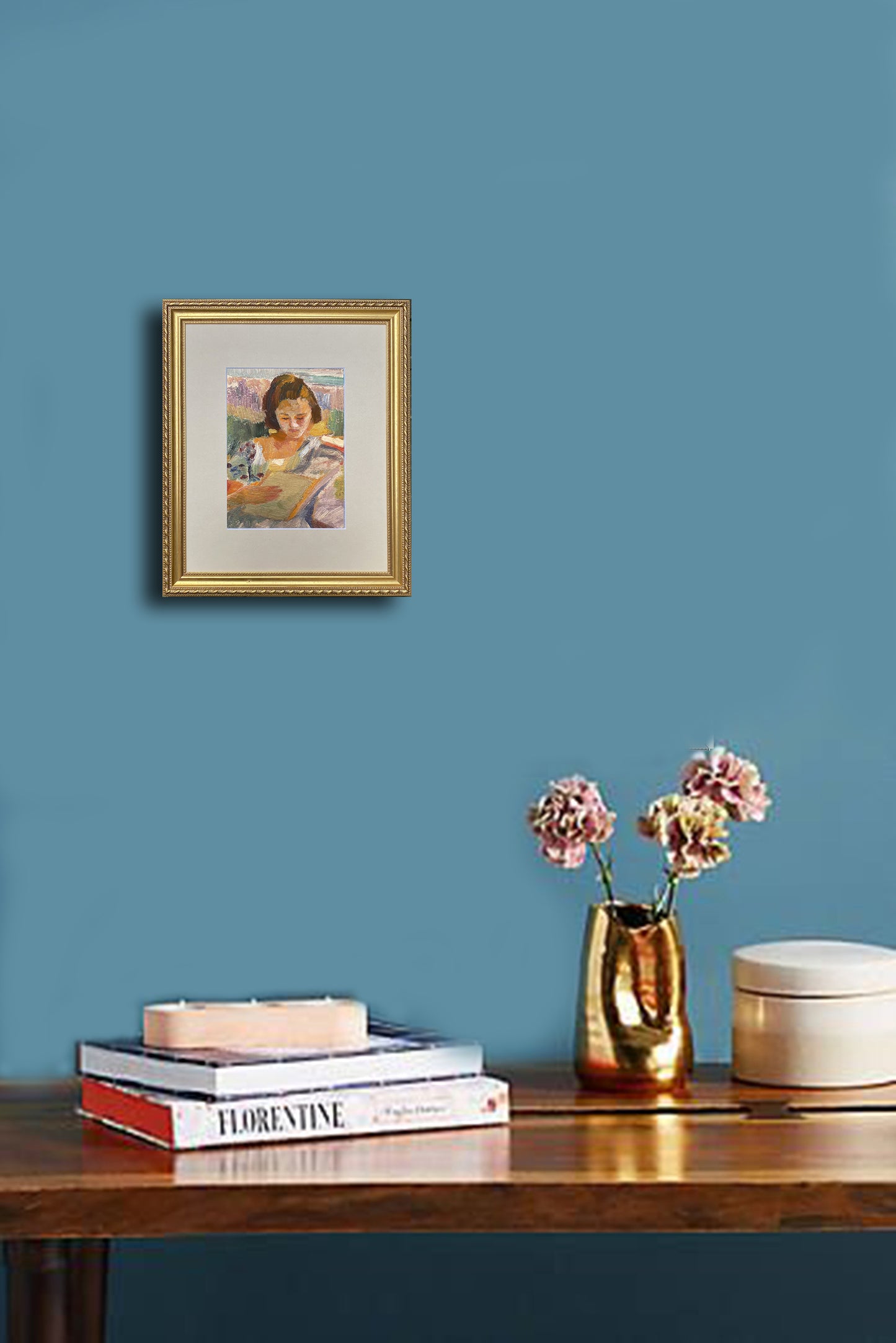 Portrait of a young girl reading. 1963.