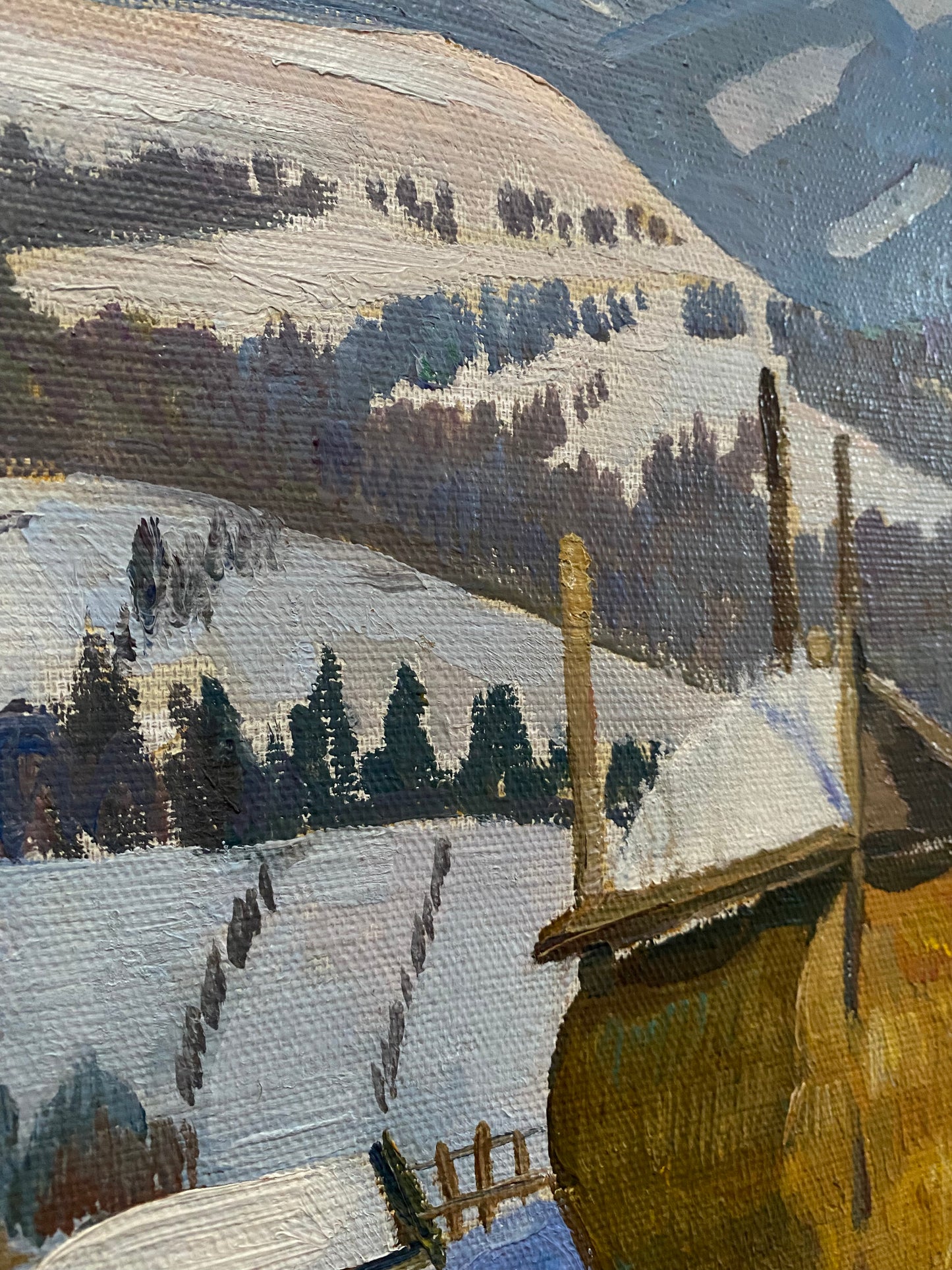 Winter im Dorf von Karpaty. 1970er.