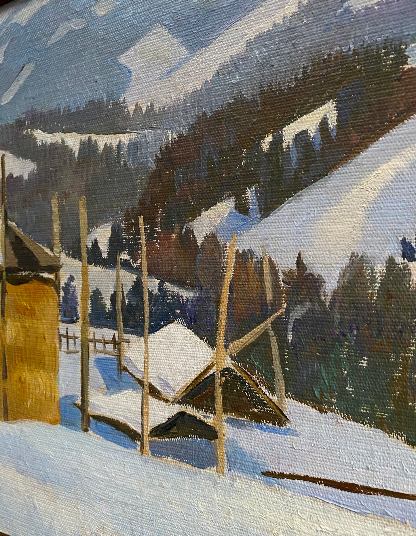 Winter im Dorf von Karpaty. 1970er.