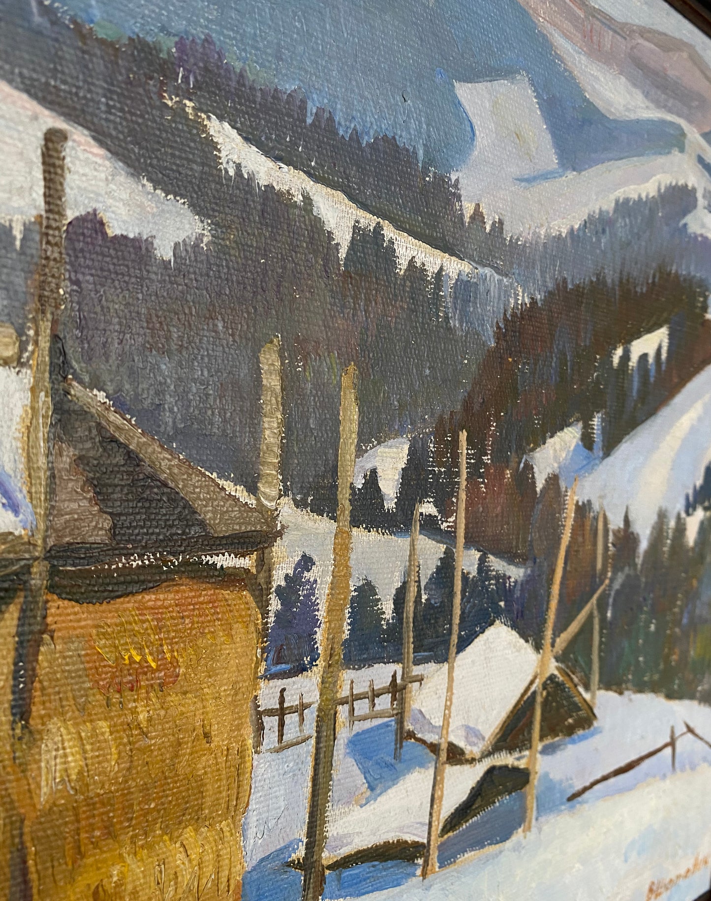 Winter im Dorf von Karpaty. 1970er.