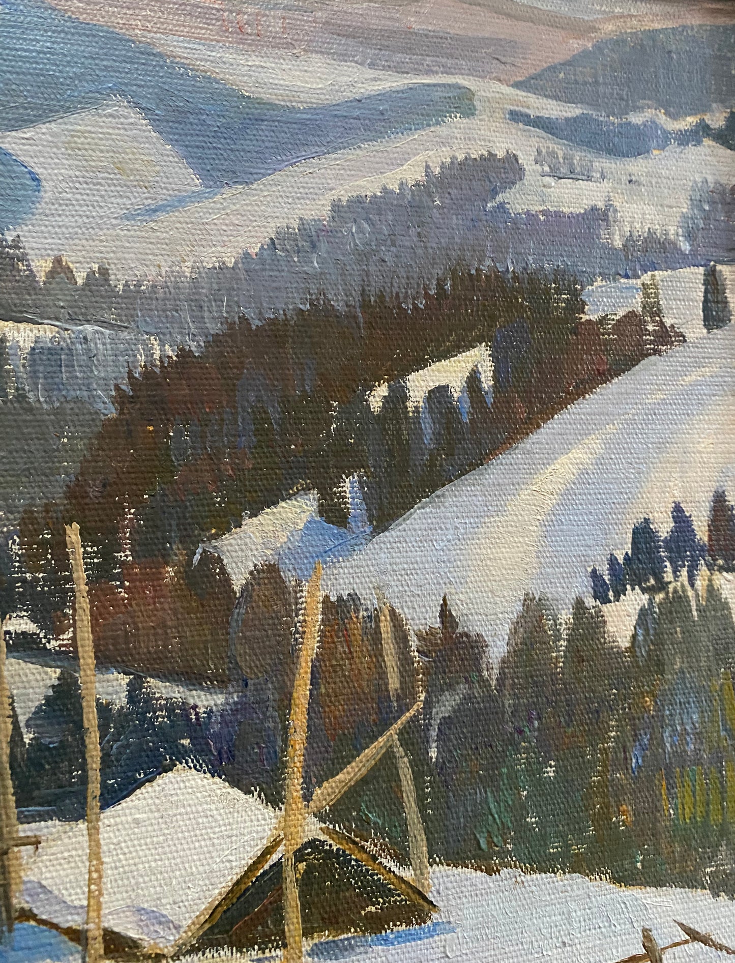 Winter im Dorf von Karpaty. 1970er.