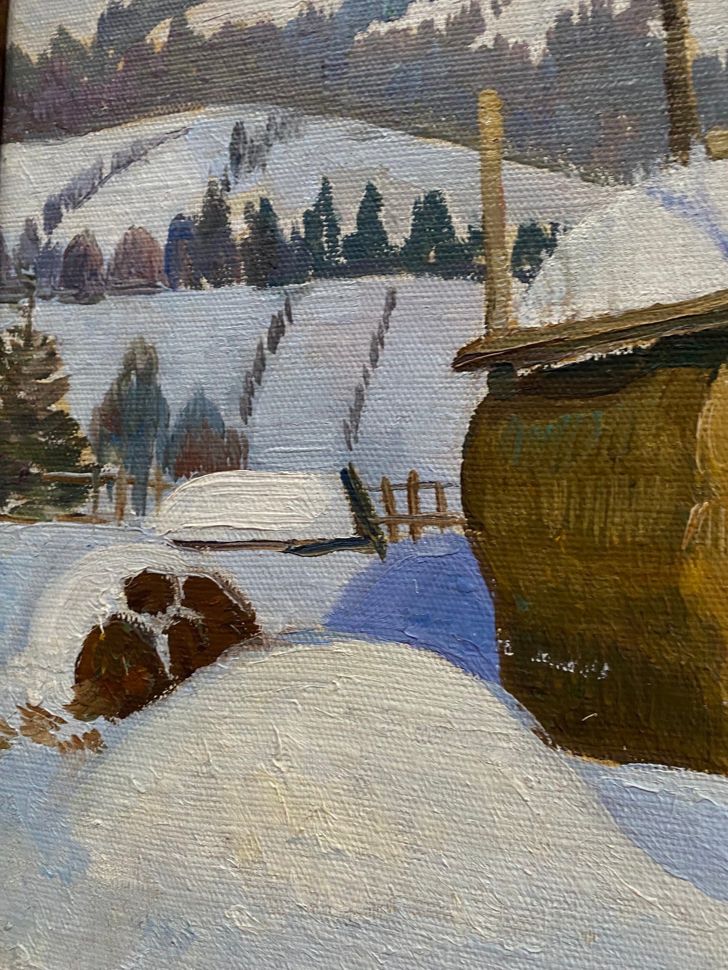 Winter im Dorf von Karpaty. 1970er.