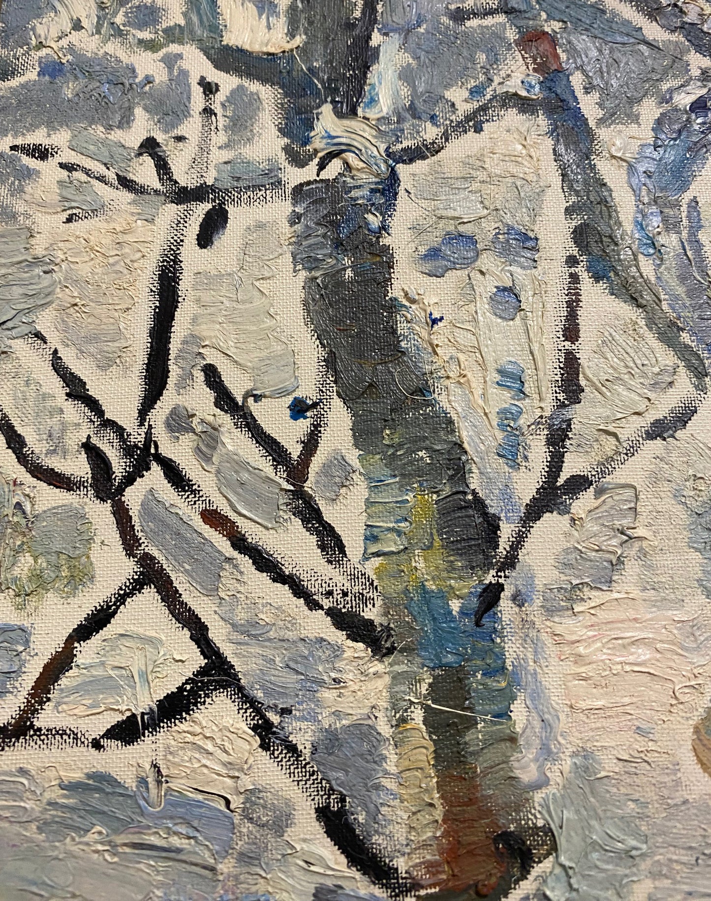 Winterlandschaft im Garten. Ungefähr 1980er Jahre