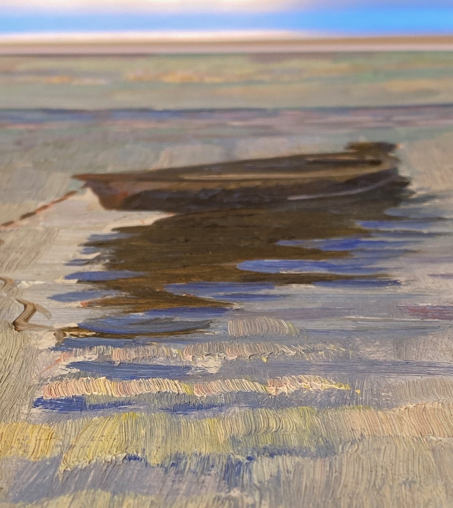 Landschaft mit einem Boot auf dem Fluss. 1962.