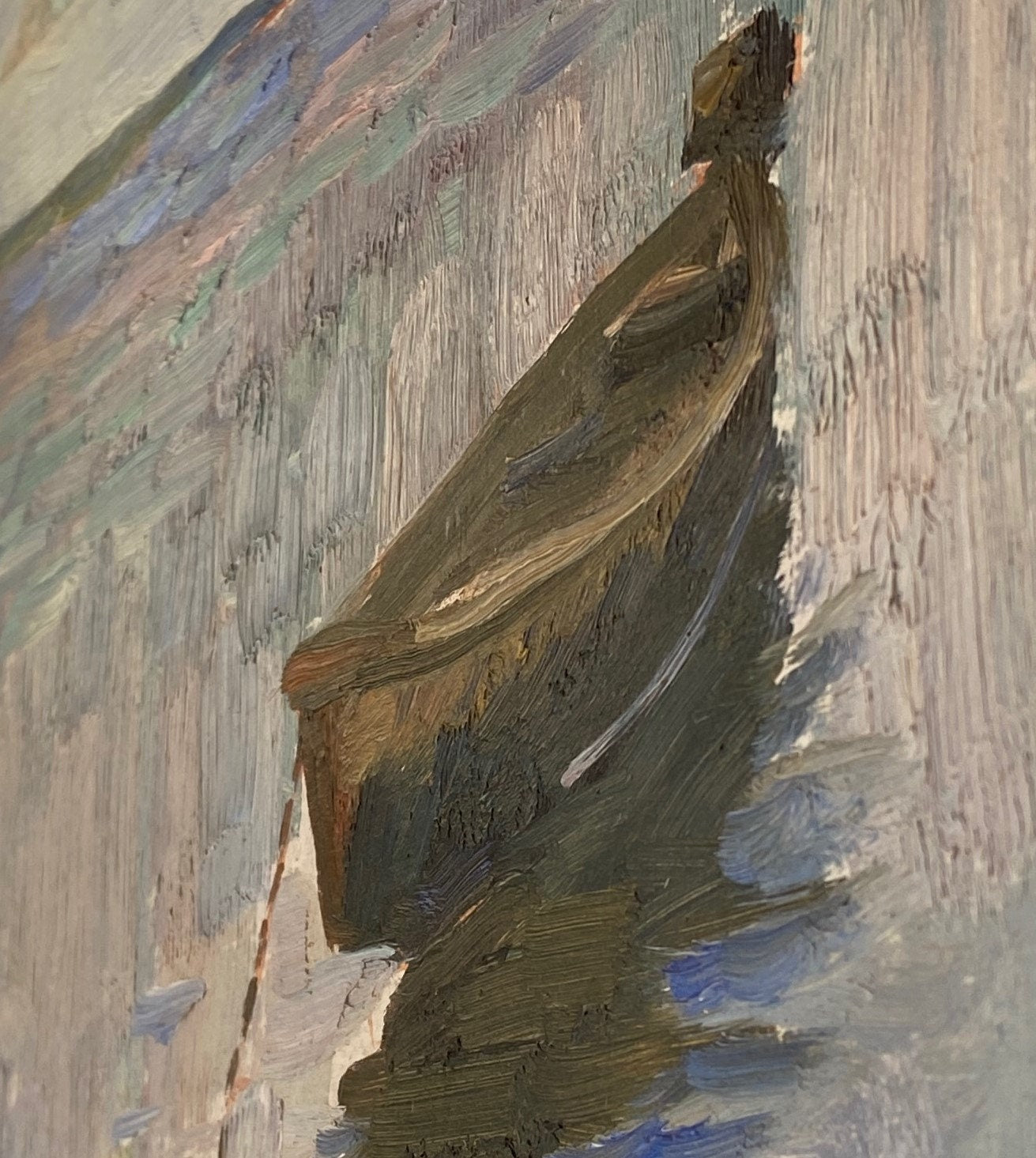 Landschaft mit einem Boot auf dem Fluss. 1962.