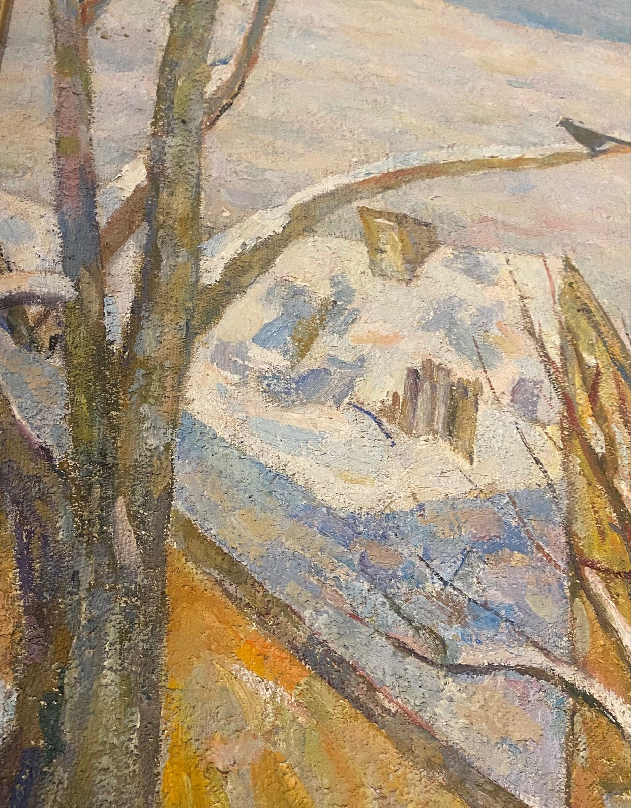 Frühlingslandschaft mit Vögel. März. 1980er.
