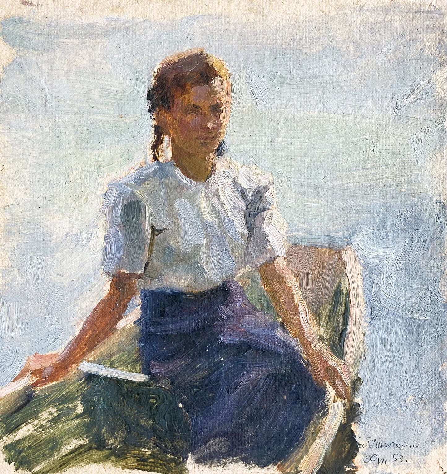 Portrait of a girl on a boat. 1953.