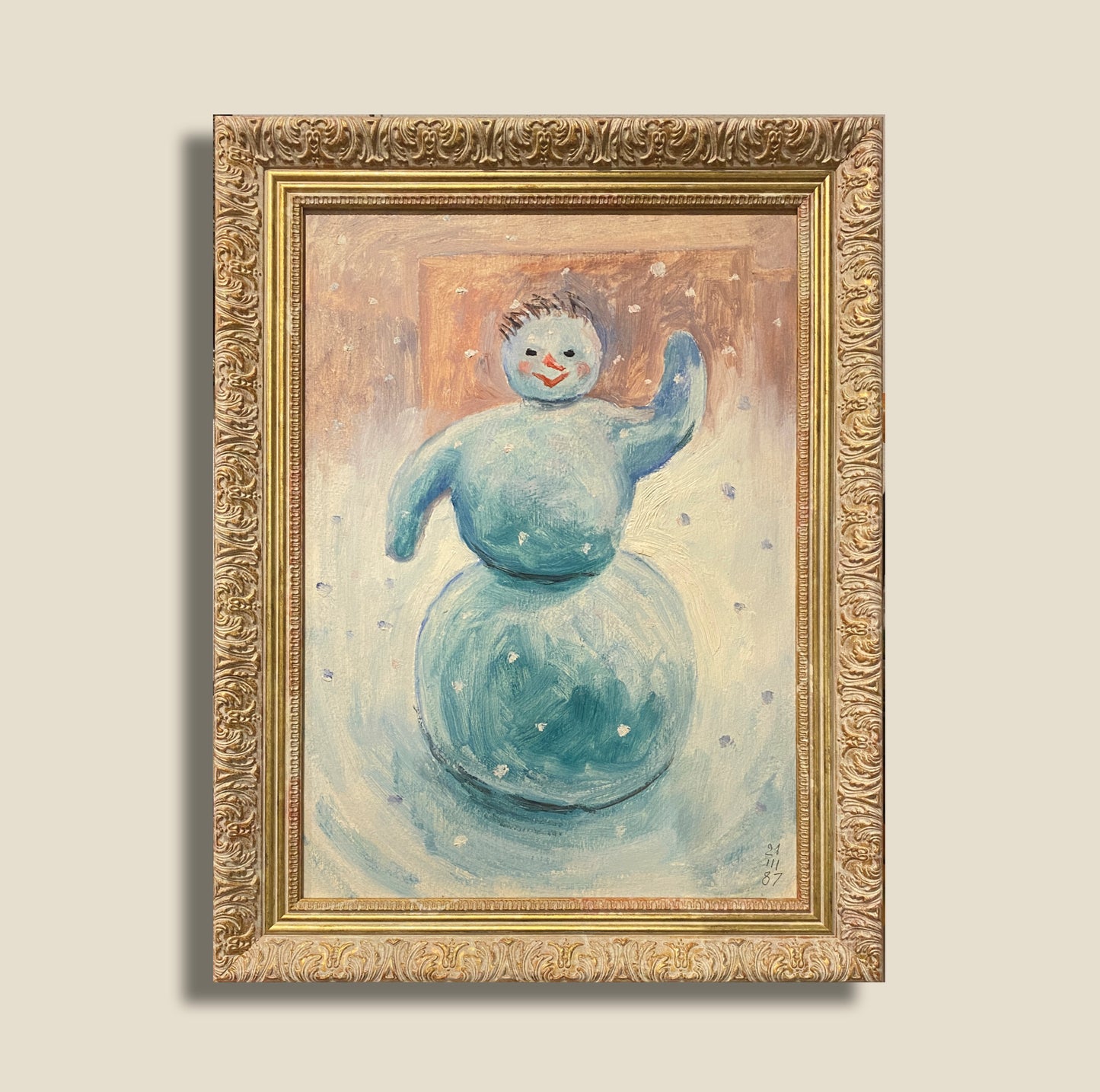 Fröhlicher Schneemann. 1987.