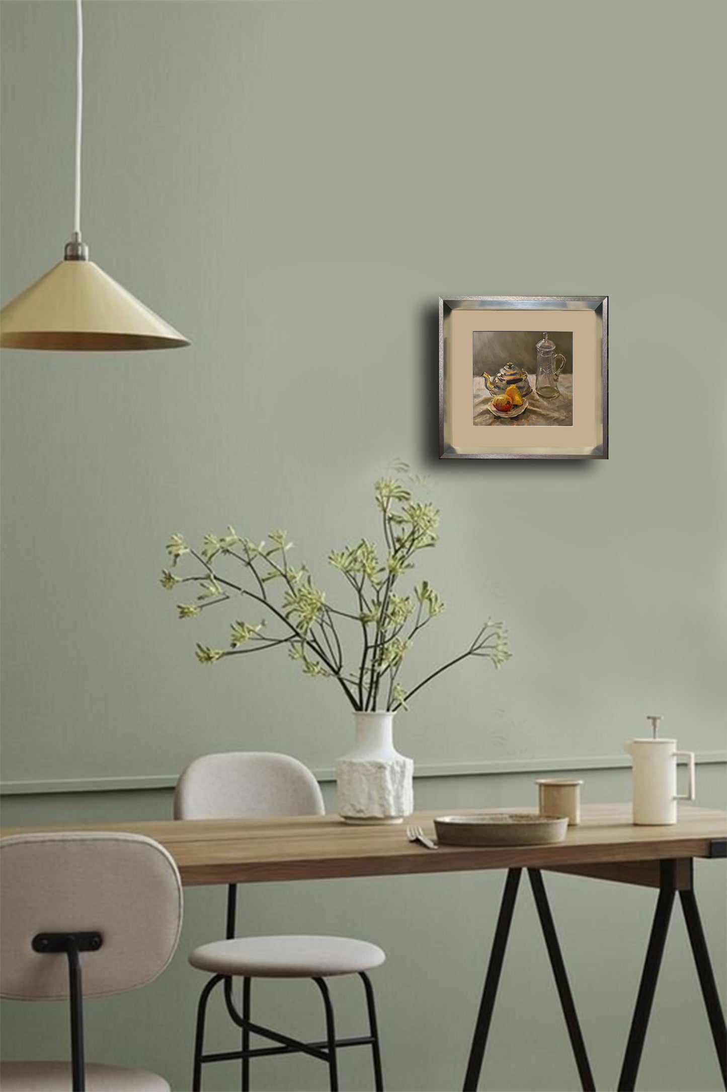 Still life teapot and fruit. 1953.